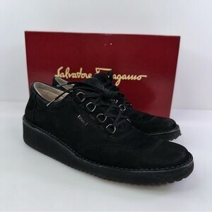 Salvatore Ferragamo Women’s Black Suede Burton Oxford Dress Shoes Size 7.5AA